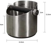 Liying Stainless Steel Espresso Knock Box (Round) Container Waste Bin Coffee Tools for Barista and Non-slip Base (Silver)